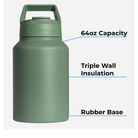 HydroJug 64oz Stainless Steel Water Bottle Triple-Insulated, BPA-Free Leakproof - Picture 2 of 5